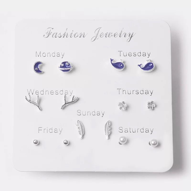 ★ODS★ 7 Pasang FA99 Anting Tindik Tusuk 1 Set Korea Fashion Plug Earrings Korean Style