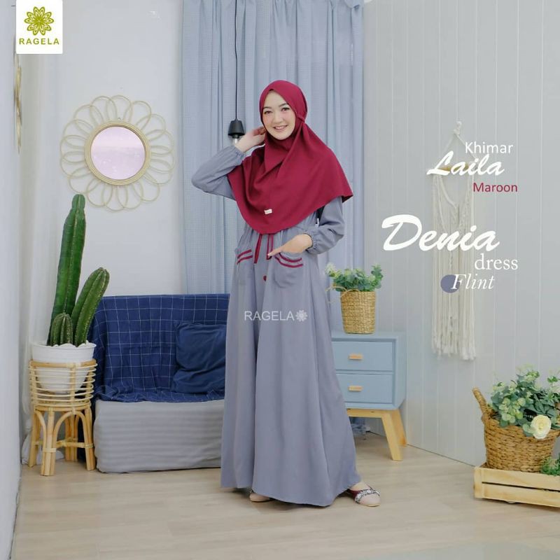 DENIA DRESS BY RAGELA HIJAB GAMIS SET KHIMAR CASUAL DAILY