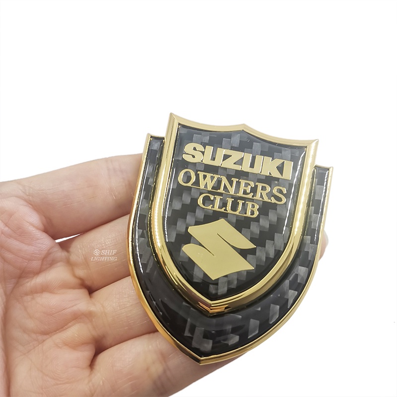 1pc Stiker Emblem Logo SUZUKI Owners Club Bahan Metal Carbon Fiber Untuk Mobil SUZUKI