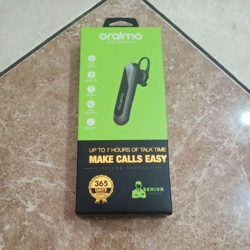 Oraimo Senior Talking Bluetooth Headset Wireless Earphone Handsfree Nirkabel IOS/Android OEB-E34S