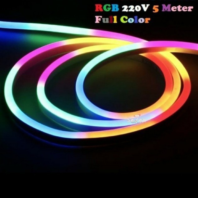 LAMPU LED NEON RGB FLEXIBLE 220v LAMPU SELANG FULL LED LAMPU WARNA RGB