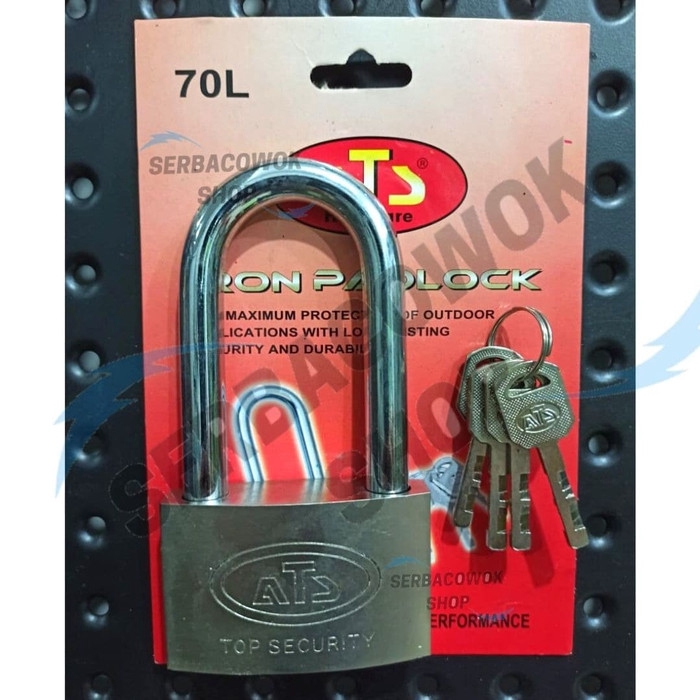 Gembok Putih ATS 70 mm Leher Panjang Chrome Gembok Pelor ATS Termurah