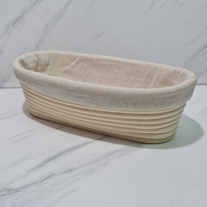 Banneton Basket Proofing Sourdough Plus Linen Cover Oval 26x15x8cm / keranjang rotan