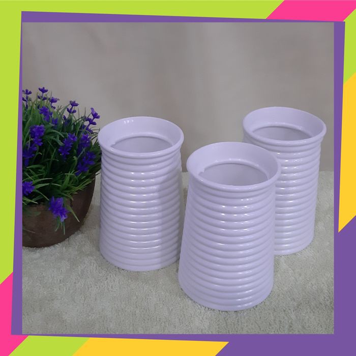 Pot bunga spiral melamin putih vas bunga melamin putih sku 153
