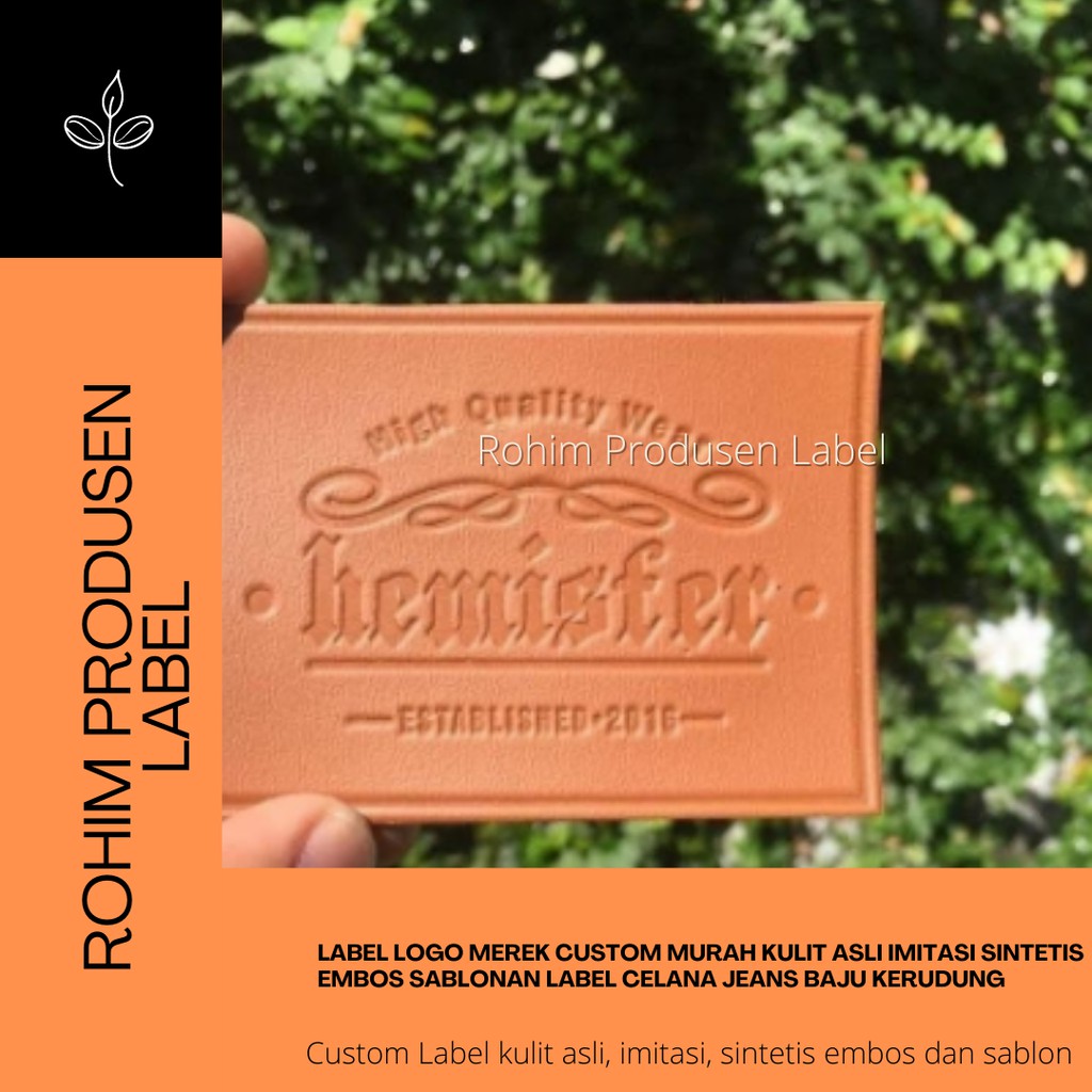 Label Logo Merek Custom Murah Kulit Asli Imitasi Sintetis Embos Sablonan Label Celana Jeans Baju 12
