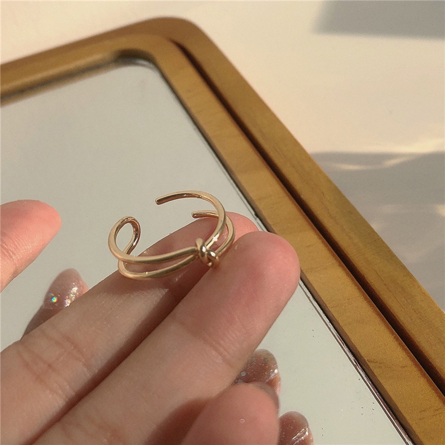 Korea Untuk Wanita Cincin Simpul Kepribadian Emas Baja Titanium Fashion Sederhana Adjustable Rings