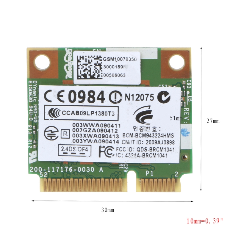 HP bcm943224hms Dual Band PCI-E WiFi Card Half Mini / g / n / n