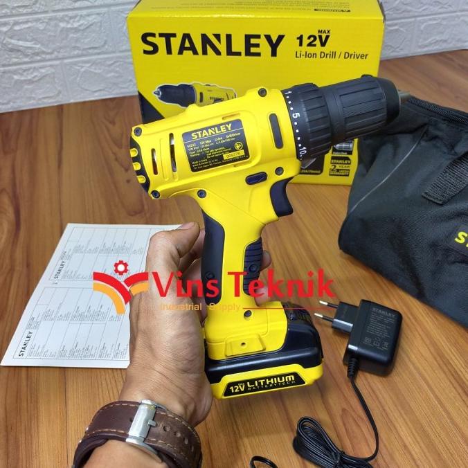 mesin bor baterai 10.8v cordless drill stanley scd121 scd121s1