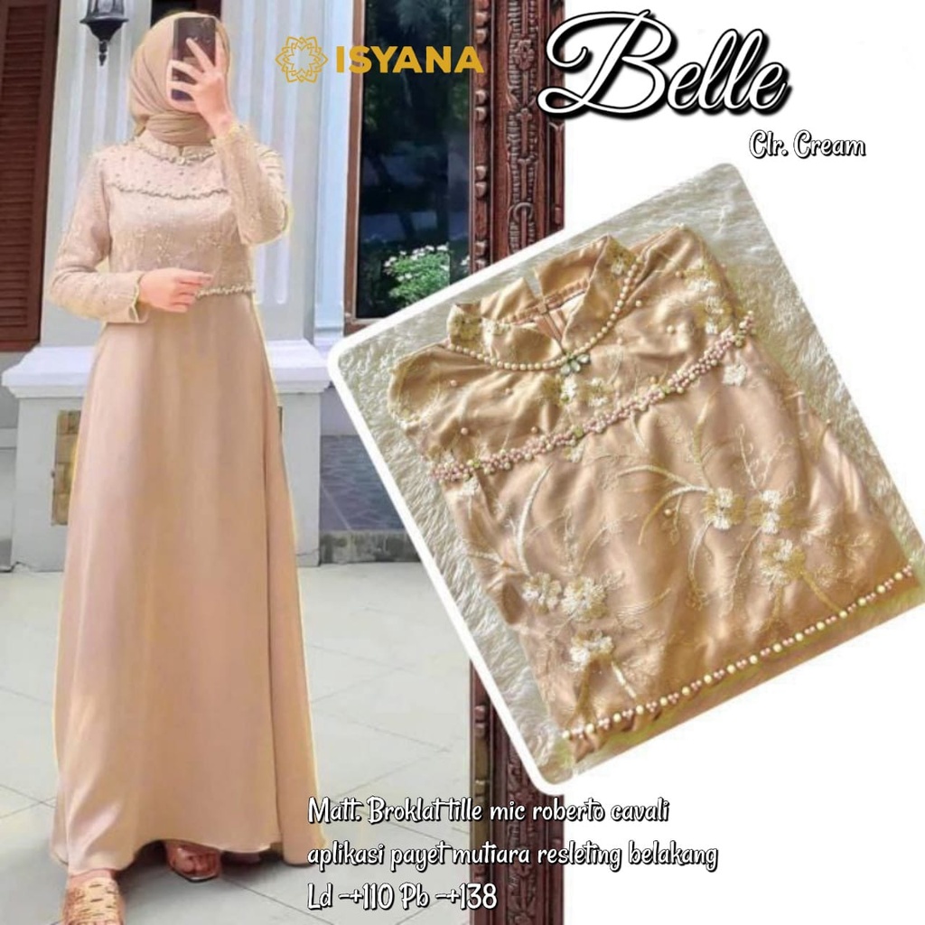 belle maxy maxi pakaian baju dress dres gamis gaun syari longdres brukat broklat tile adem panjang l