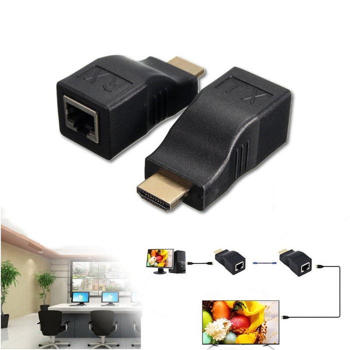 HDMI EXTENDER 30M / 30 METER OVER SINGLE KABEL LAN RJ45 High Quality