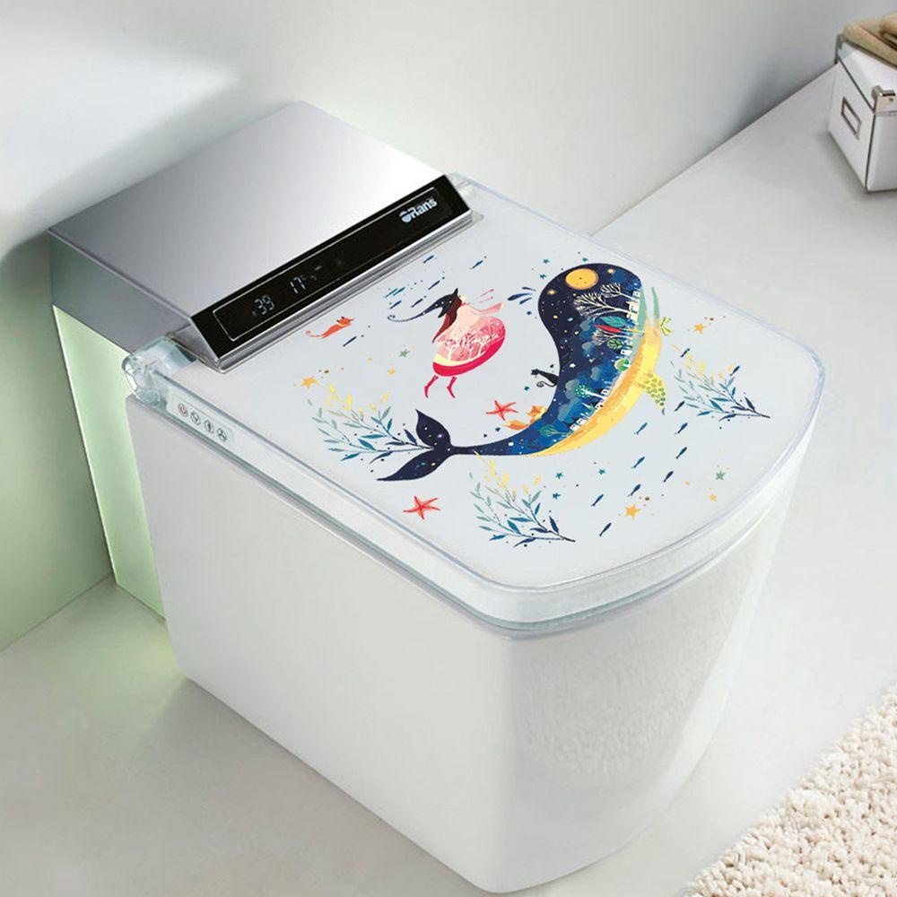 Populer Stiker Toilet Tahan Air Mural Art Kamar Mandi Commode Ornamen Dunia Bawah Laut