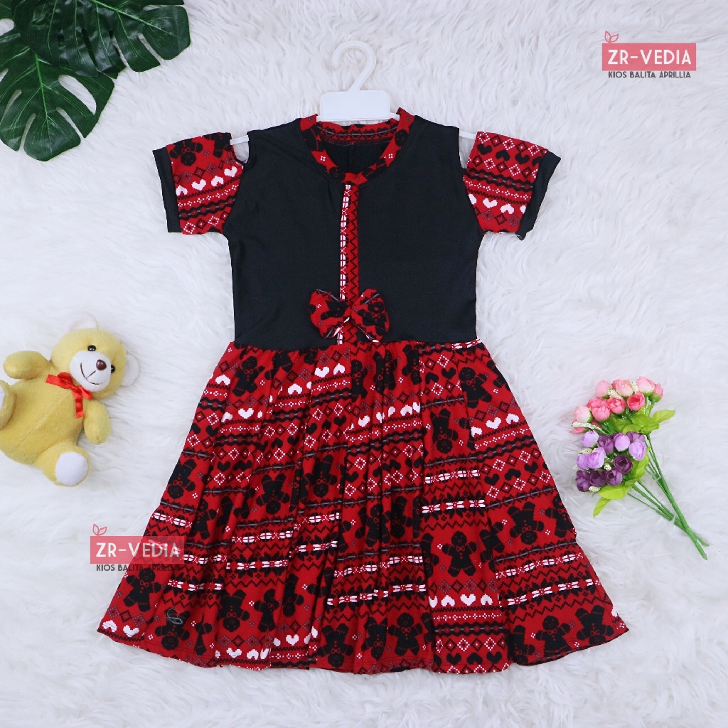 (Rample) Dress Sabrina uk 4-5 Tahun / Dres Anak Perempuan Baju Cewek Lengan Pendek Model Gaun Motif