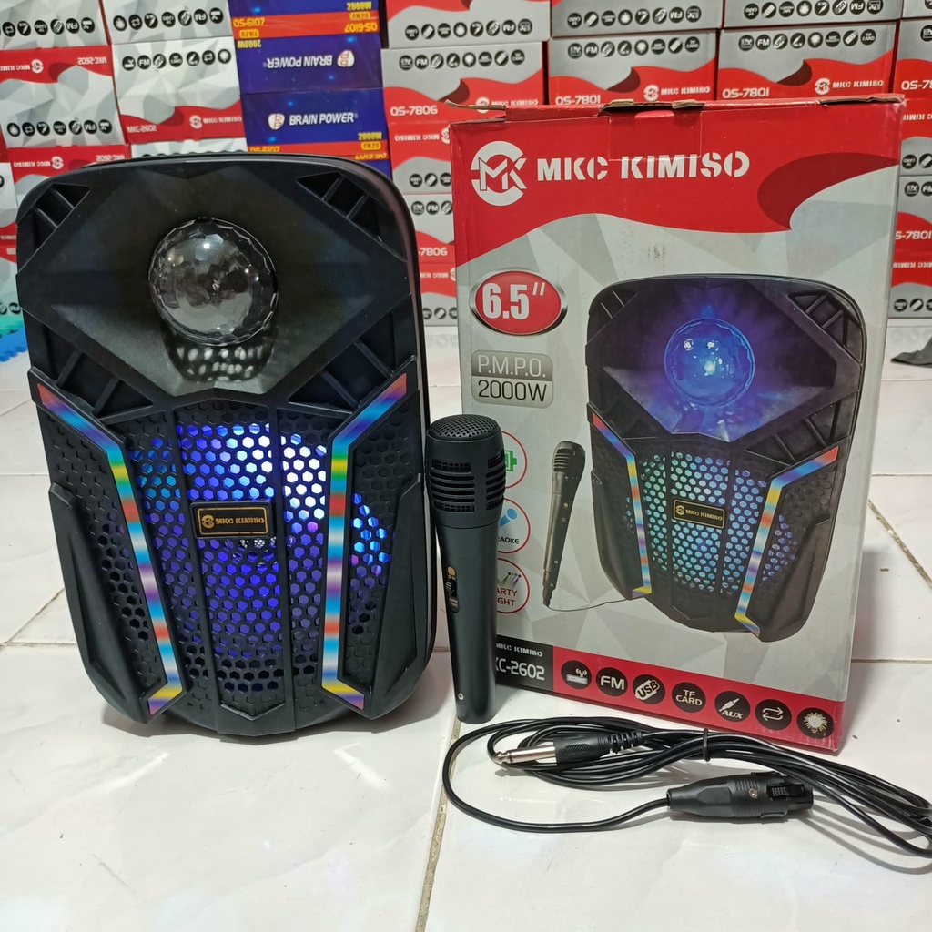 Speaker Bluetooth KMS 6.5 Inch QS 2602 Plus Mic Karaoke &amp; Remote