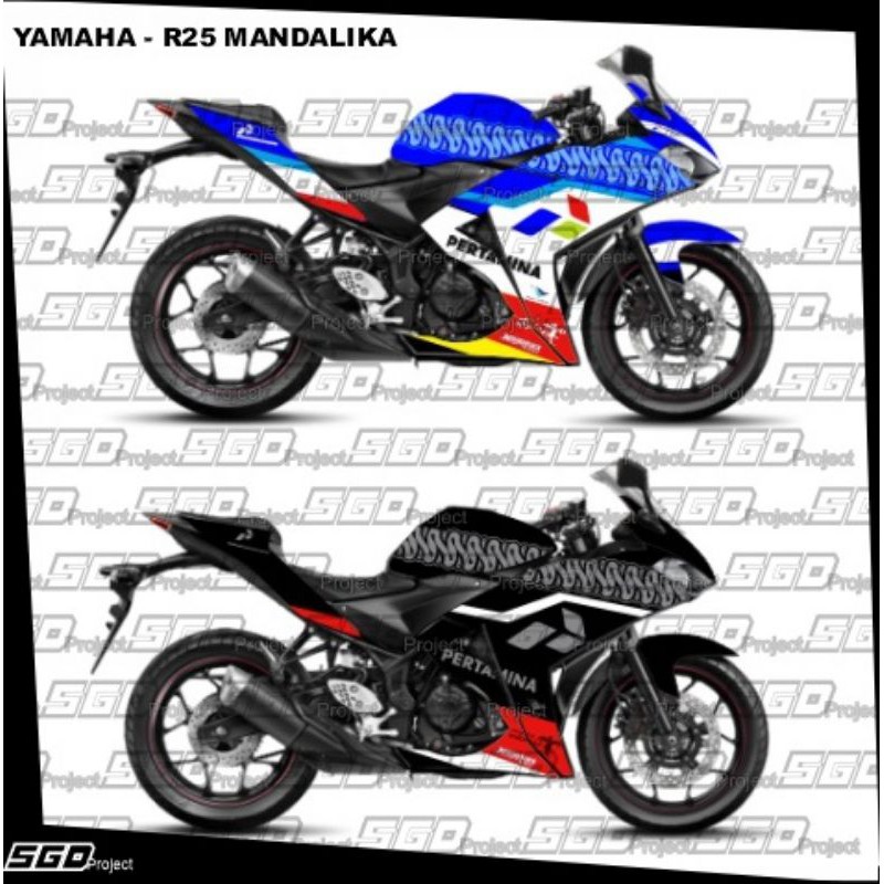 Stiker Decal Motor Mandalika Team PNP Yamaha R25 Old