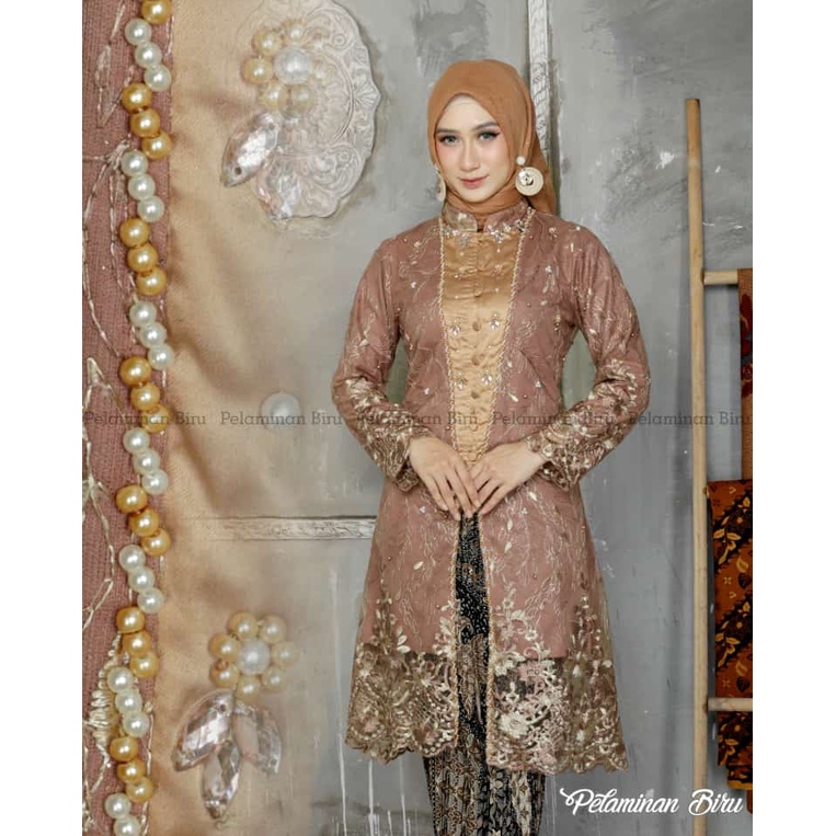 Kadai.baju / Kebaya tunik kancing mutiara payet / Setelan kebaya modern / Kebaya remaja / Kebaya modern