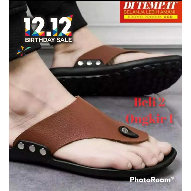 sandal kulit pria trendy carvil j1 new