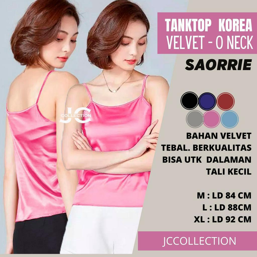 Tanktop Camisoles Singlet Tali Kecil Saorine / Tanktop Singlet Velvet Saten Tali Spageti - JCCollections