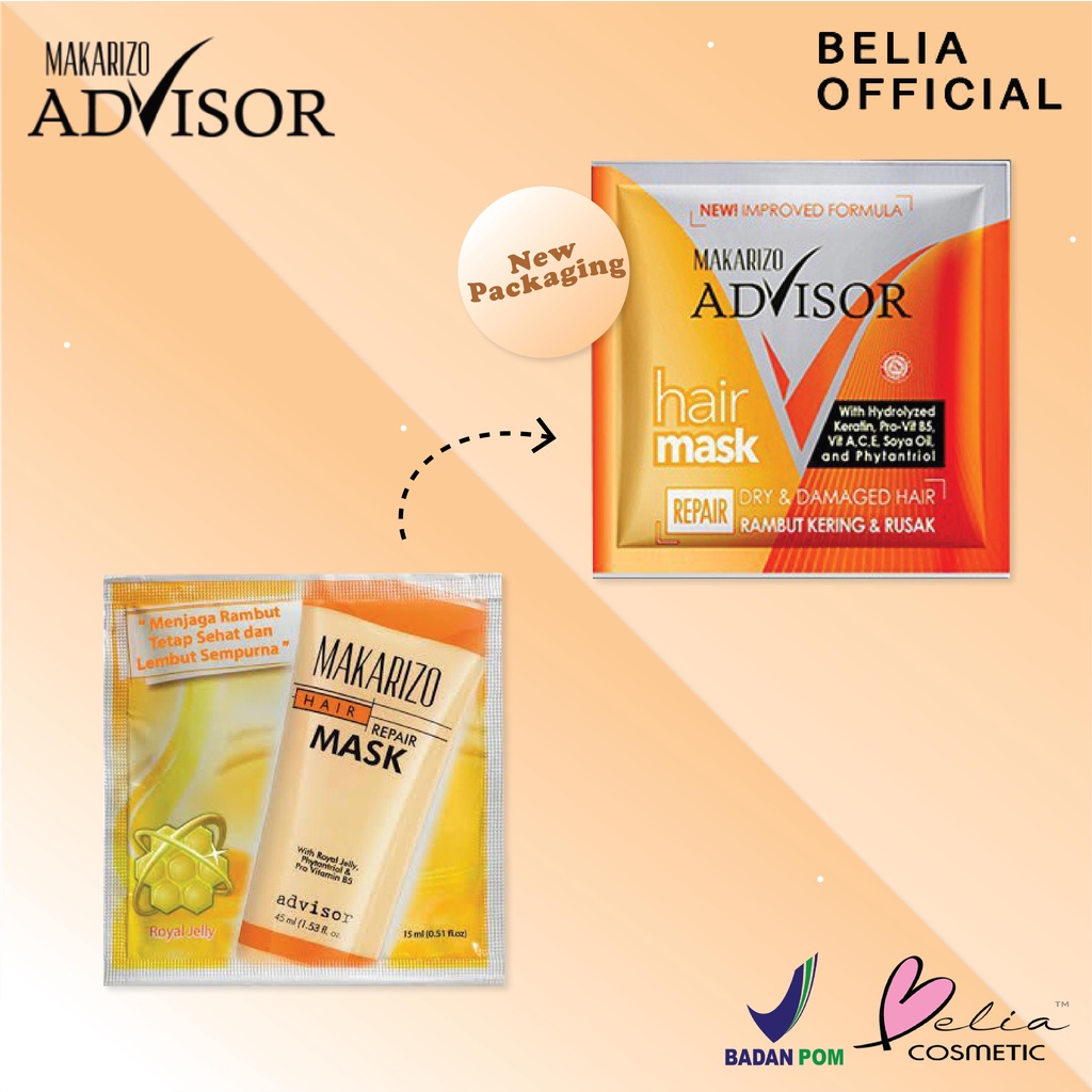 ❤ BELIA ❤ MAKARIZO Repair Hair Mask (✔️BPOM) Sachet, Tube | masker rambut rusak