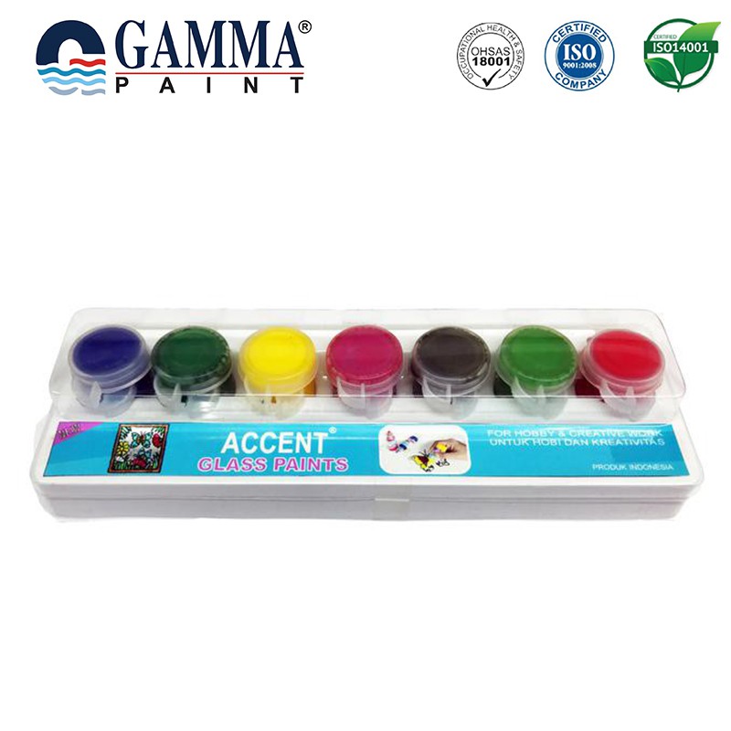 

Accent GLASS Paint Set 7 WARNA - Cat Untuk Kaca - Acrylic Water-based