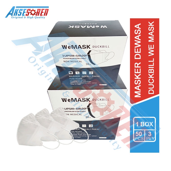 Masker Duckbill We Mask [1 Box / 50 Pcs / 3 Ply] / Masker Wajah / Dewasa / Masker Mulut / Masker Duc