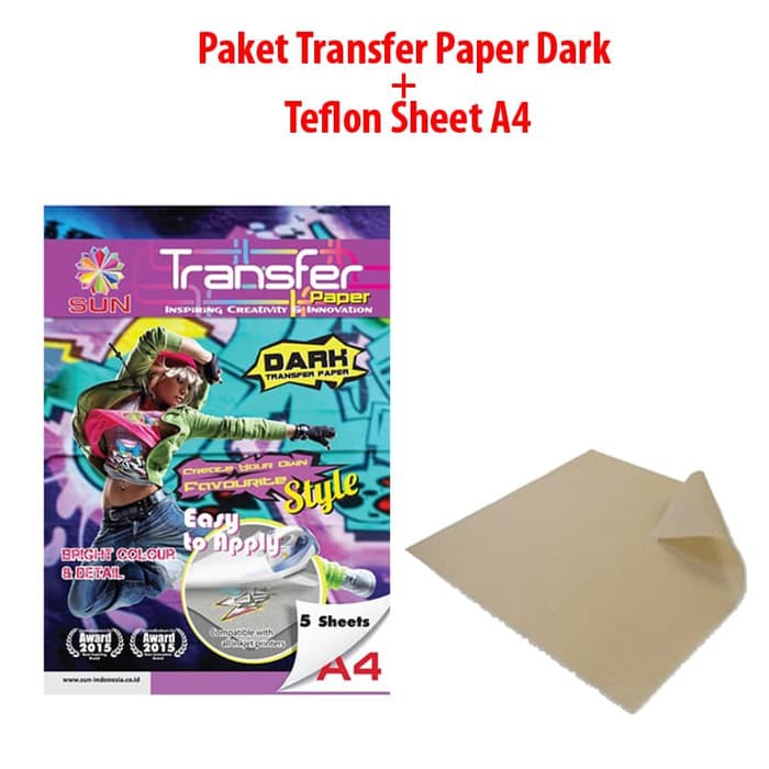 

Free Ongkir Paket Kertas Sablon SUN Transfer Paper Dark A4 + Kertas Teflon A4 Best Seller