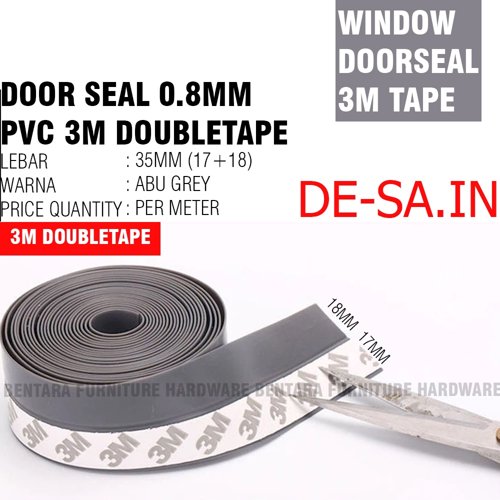 35MM Windor Door Seal Strip PVC 3M GREY ABU 3M Double Tape Penutup Celah Pintu Jendela