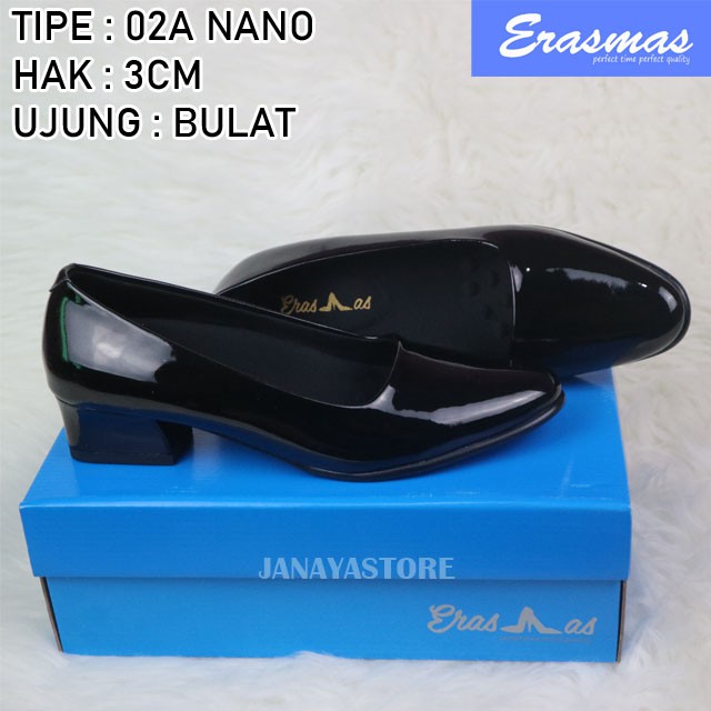 Sepatu PDH Kantor Bulat 02A Erasmas Persit Bhayangkari Polwan PNS Hak 3cm