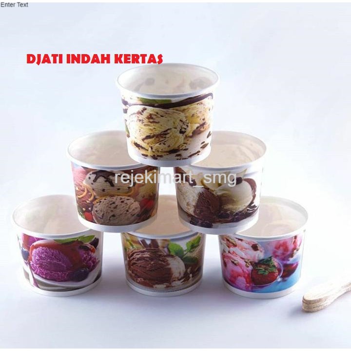 BANYAK DISKON Cup Es Krim Wadah Es Krim 100cc + sendok kayu