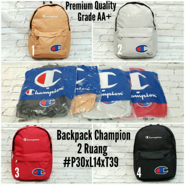 Tas Ransel Backpack Champion 2ruang. 30x14x39. 140ribu