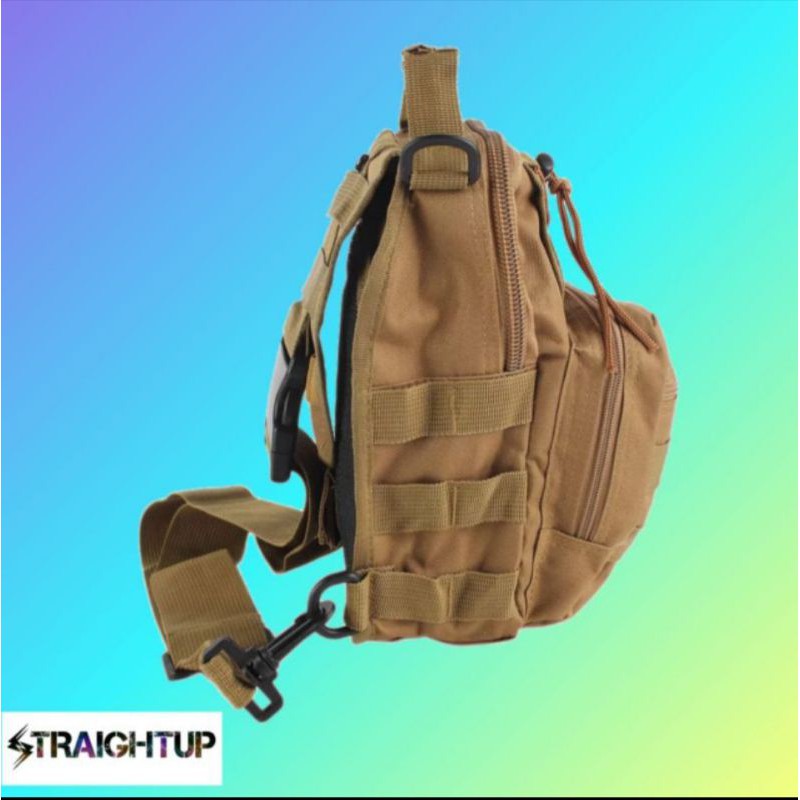 Tas Selempang Pria Tactical Army Kekinian --Hitam&amp;Cream