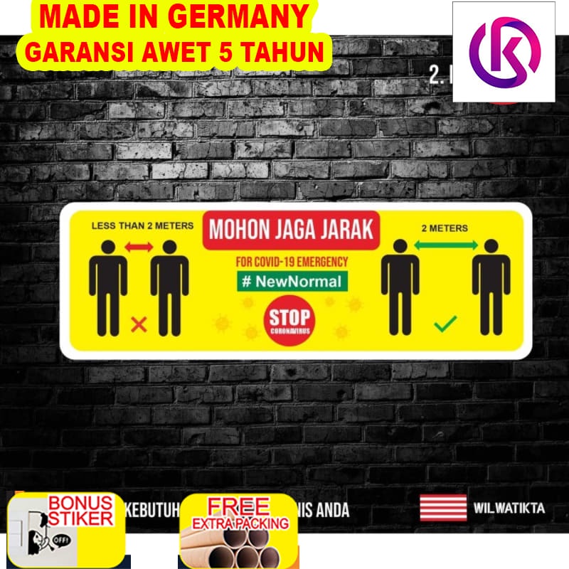 

Terlaris Sticker Safety Sign Warning Jaga Jarak / New Normal