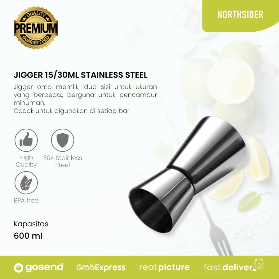 JIGGER 15/30ml STAINLESS STEEL | GELAS SHOT TAKAR