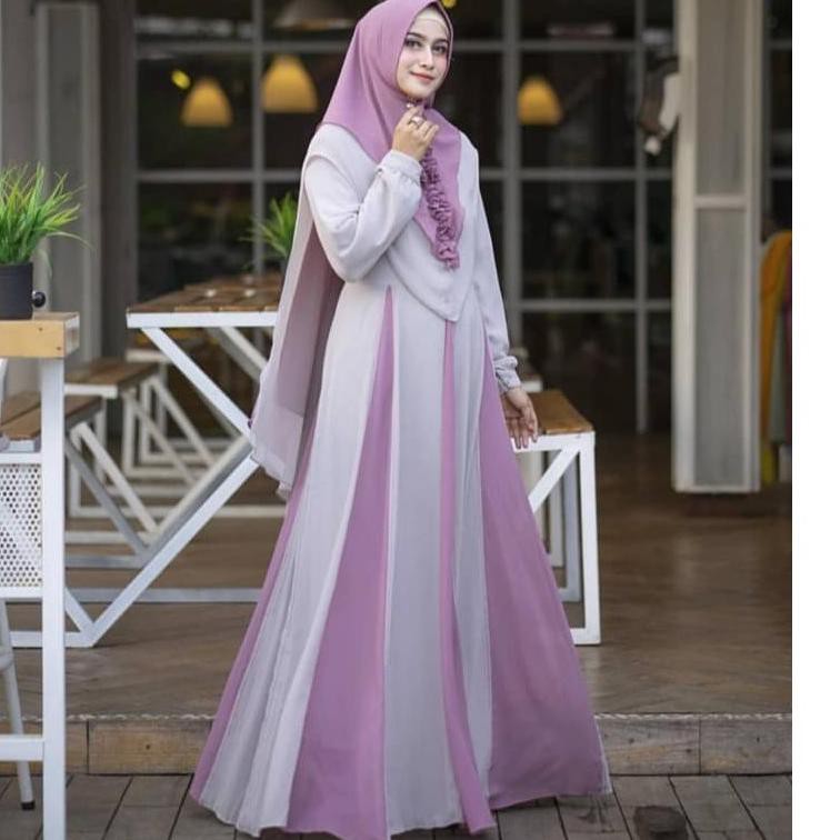 Bestseller Cod  / MDS - ADIBAH SYARI SATU SET KRUDUNG KHIMAR Gamis Syari Grey Lavender Marun Pink Mu
