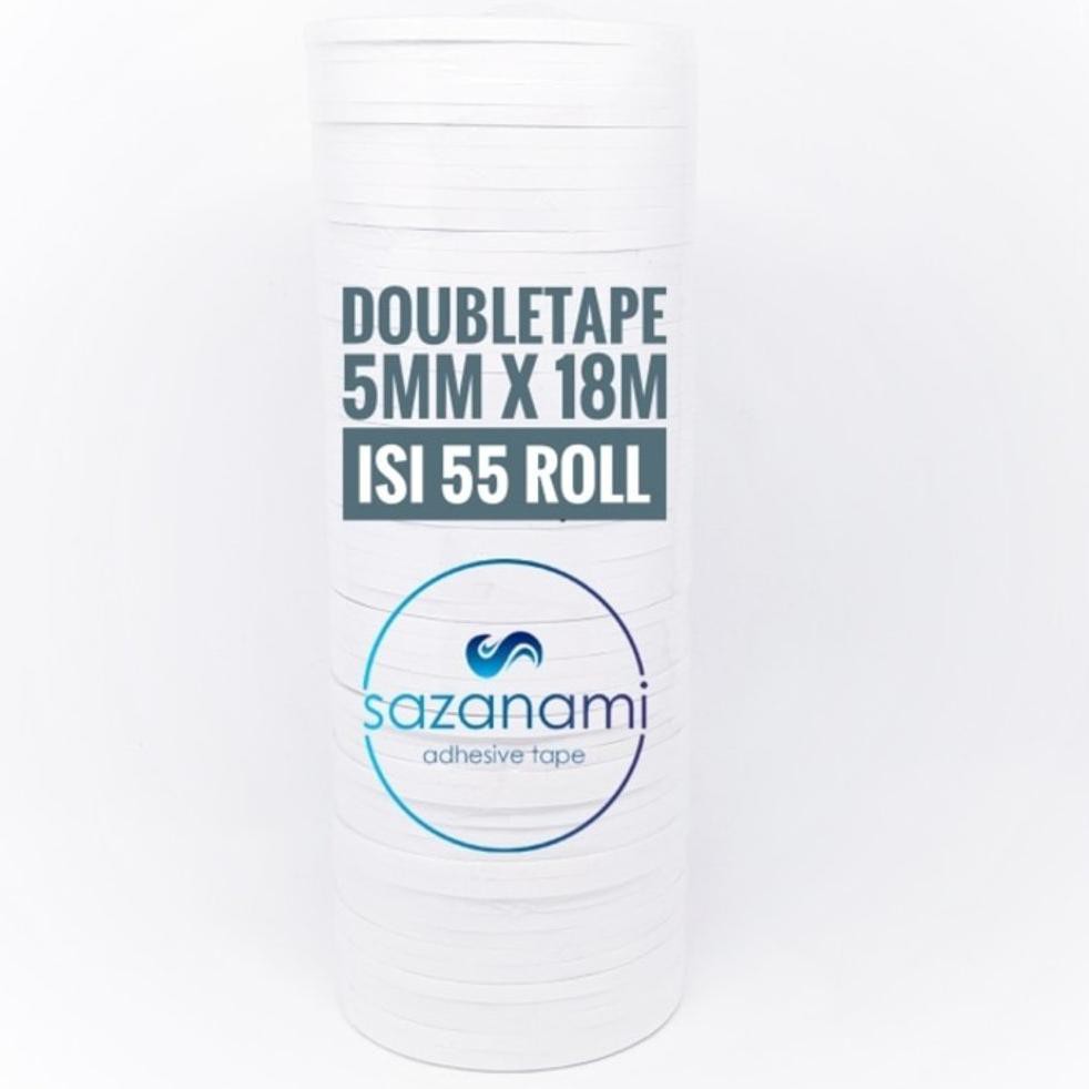 

TERMURAH DOUBLE TAPE 5MM x 18 METER DOUBLETAPE KERTAS PUTIH SAZANAMI ISI 55ROLL