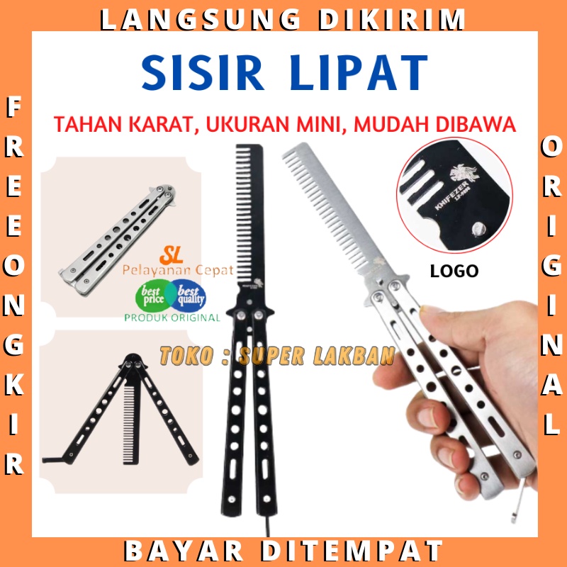 Sisir Lipat Besi Balisong Sisir Rambut Pria Wanita Hair Comb Mini Stainless Tahan Karat