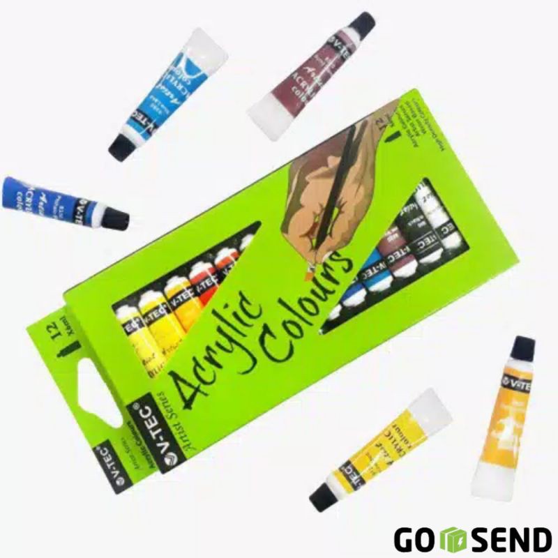 Cat Acrylic 12 Warna Vtec / Cat Acrylic 12 Warna Benefit AC-612