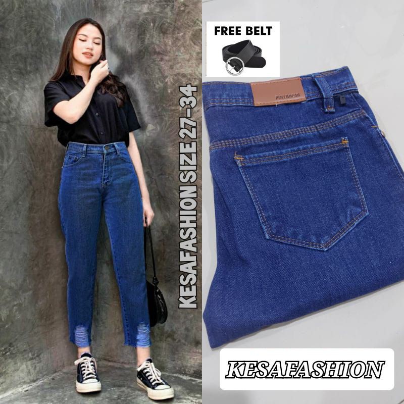 PREMIUM CELANA BOYFRIEND JEANS RIPPED SOBEK WANITA//BOYFRIEND RIPPED/BF SOBEK TEBAL