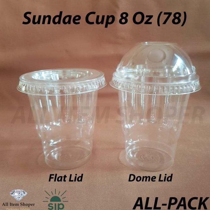 Ready...Ready...Ready...] Sundae Cup 8 Oz / Ice Cream Cup + Lid @50 Pcs PET SIP 78