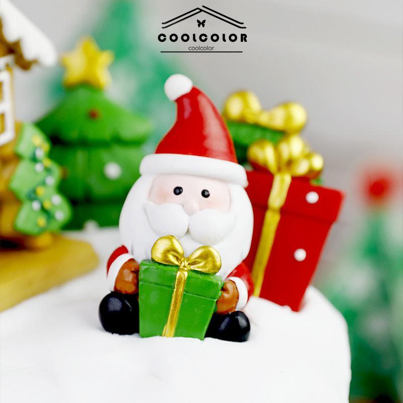 COD❤️Topper Kue Desain Elk Gift Box Shape Merry Christmas Bahan Resin Untuk Dekorasi- cl