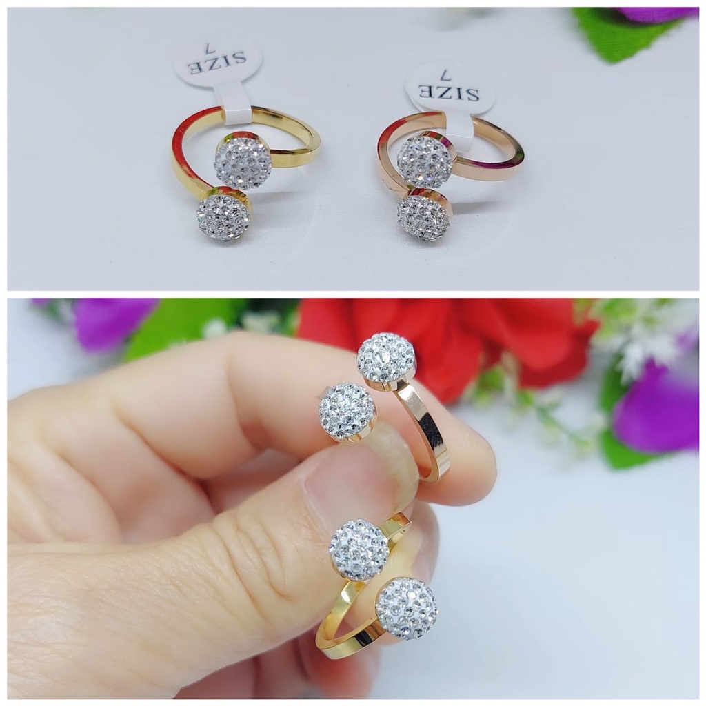 Cincin titanium permata perhiasan wanita jewelry 0110-0113