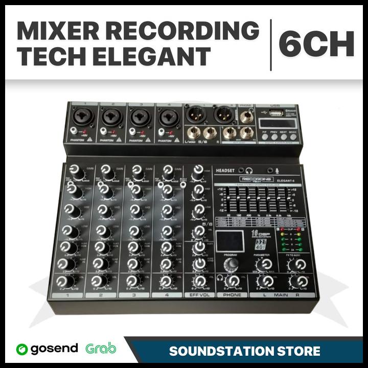 Mixer Recording Tech Elegant - Mixer 6 Channel Podcast Recording