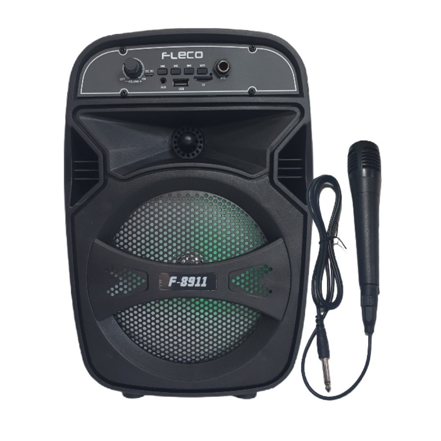 Speaker 8 inch Fleco F-8911 Speaker Bluetooth Karaoke Extra Bass Bonus Mic