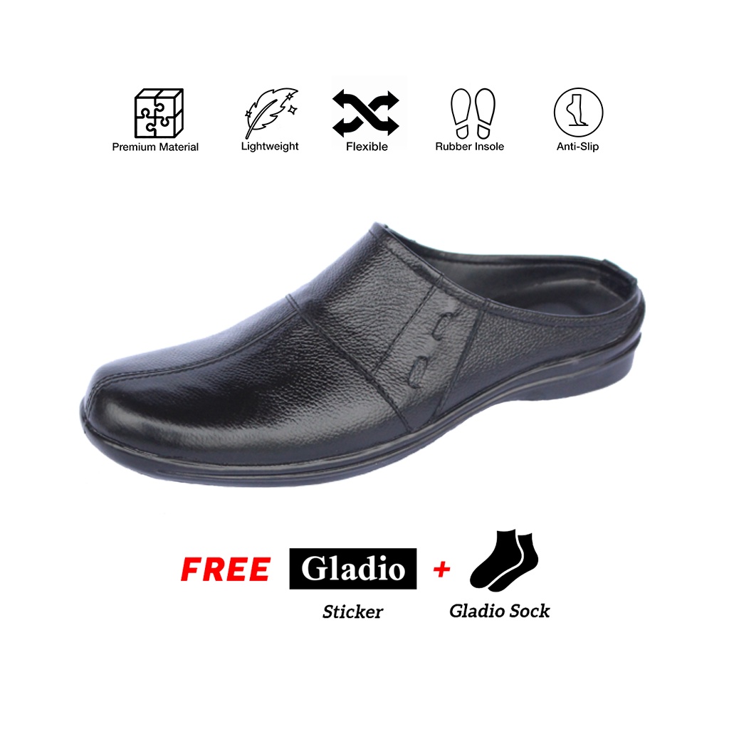 Sepatu tutong pria Gladio Footwear Bustong _ Vinic Hitam