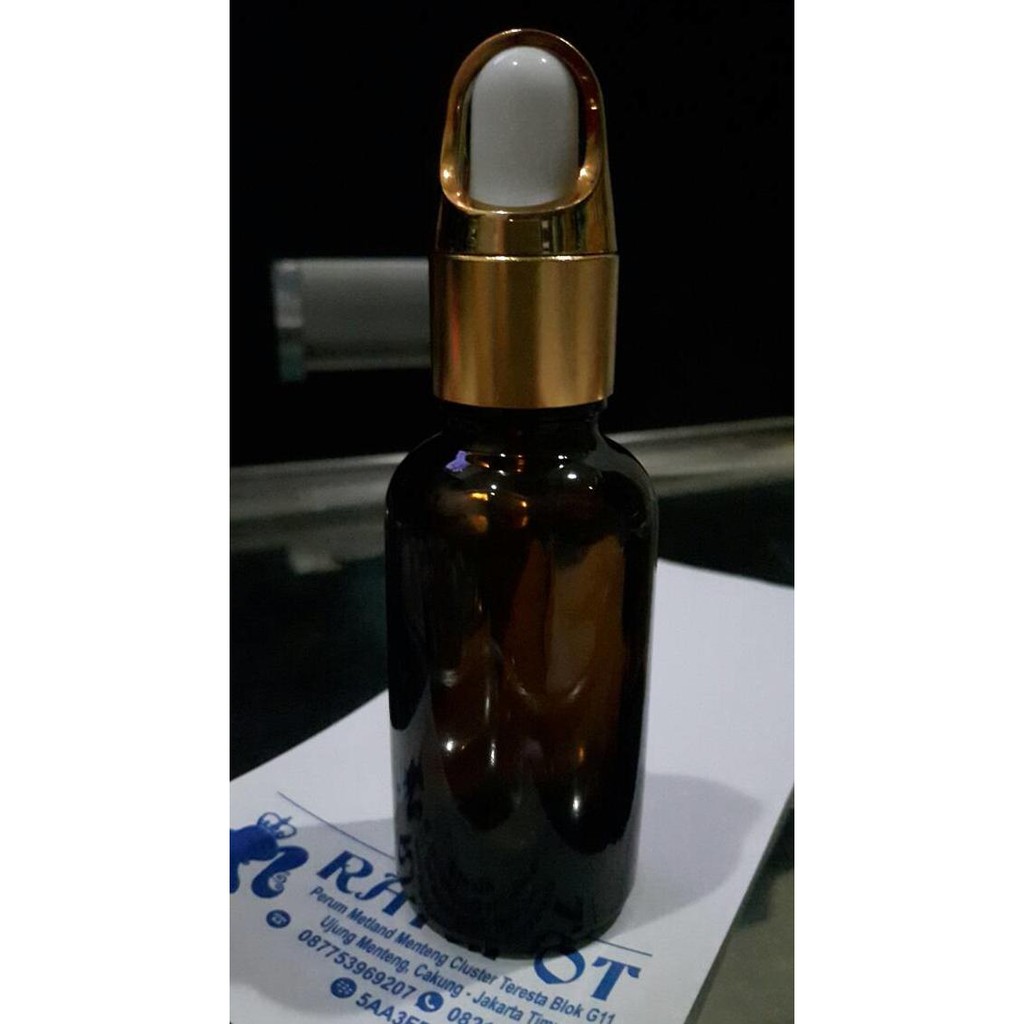 BOTOL 30 ML KACA COKLAT TEBAL PIPET GOLD