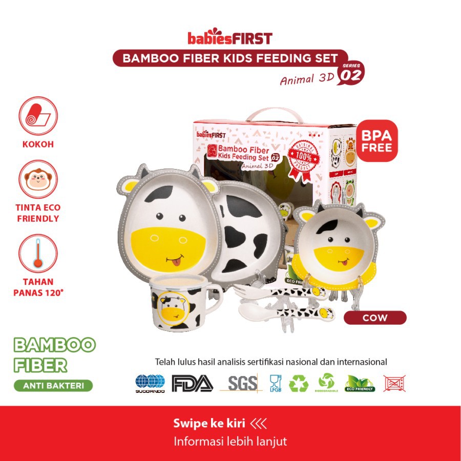 BABIESFIRST Bamboo Fiber Kids Feeding Set Animal 3D Alat Makan Anak