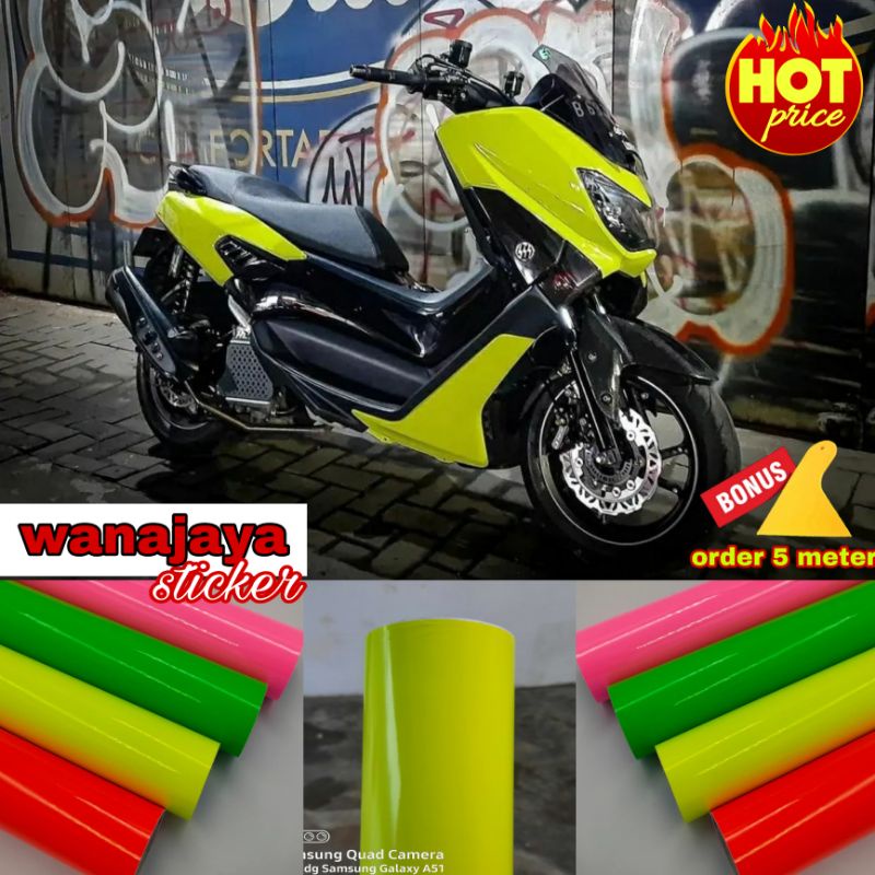 stiker skotlet motor warna kuning / stiker stabilo / skotlet stabilo kuning lemon / sticker motor