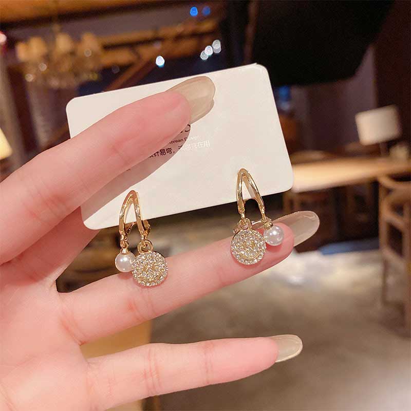 XiaoboACC Anting Tusuk Sterling Silver 925 Desain Smiley Hias Zircon + Mutiara Gaya Korea Untuk Wanita