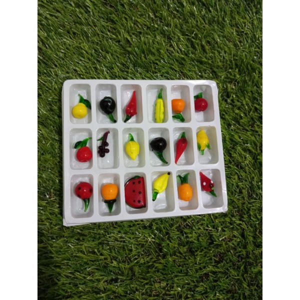 buah kristal mini isi 18pc / buah kristal pajangan / pajangan buah unik / dekorasi rumah / pajangan 