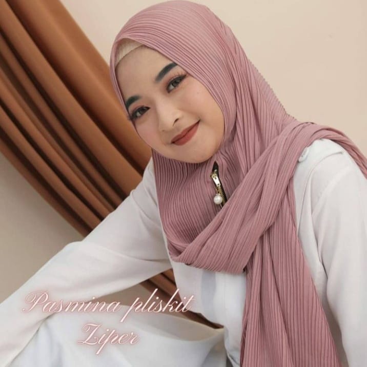 Pashmina Zipper Pasmina Resleting Plisket Ceruty