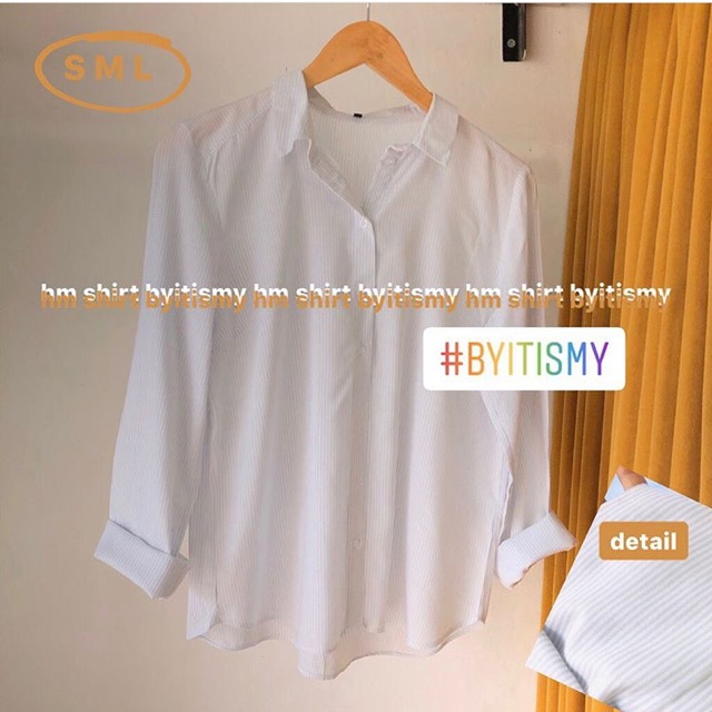 Kemeja Lengan Panjang Flos White Grey